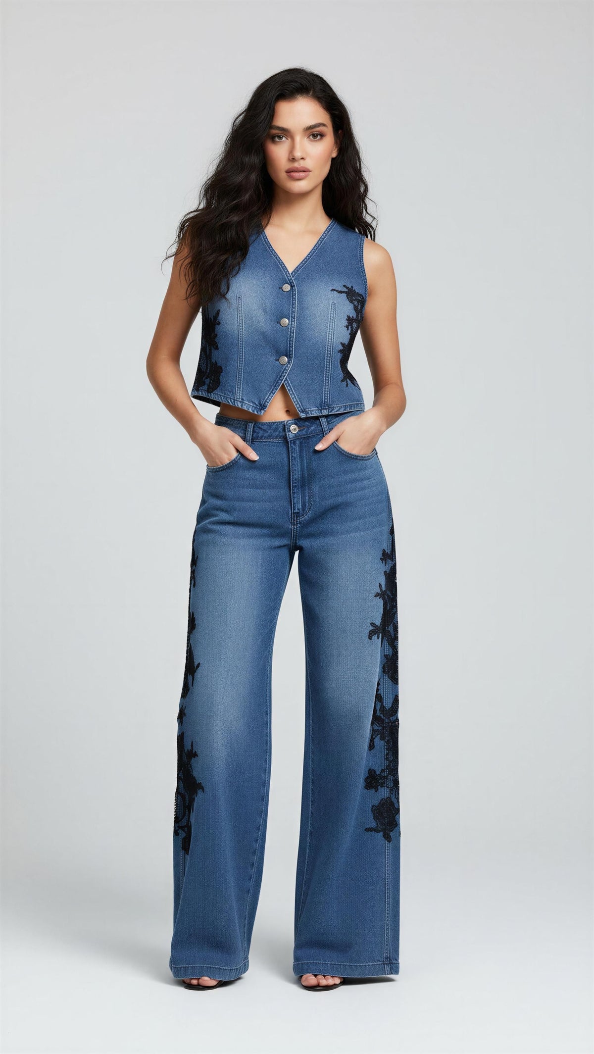 Lace/denim set