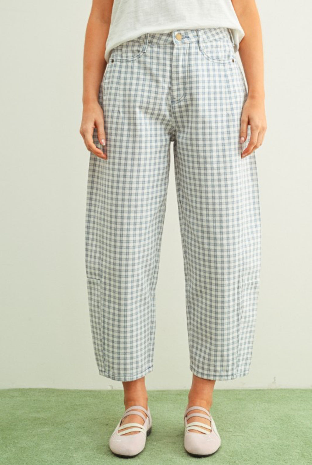 Blue barrel pants