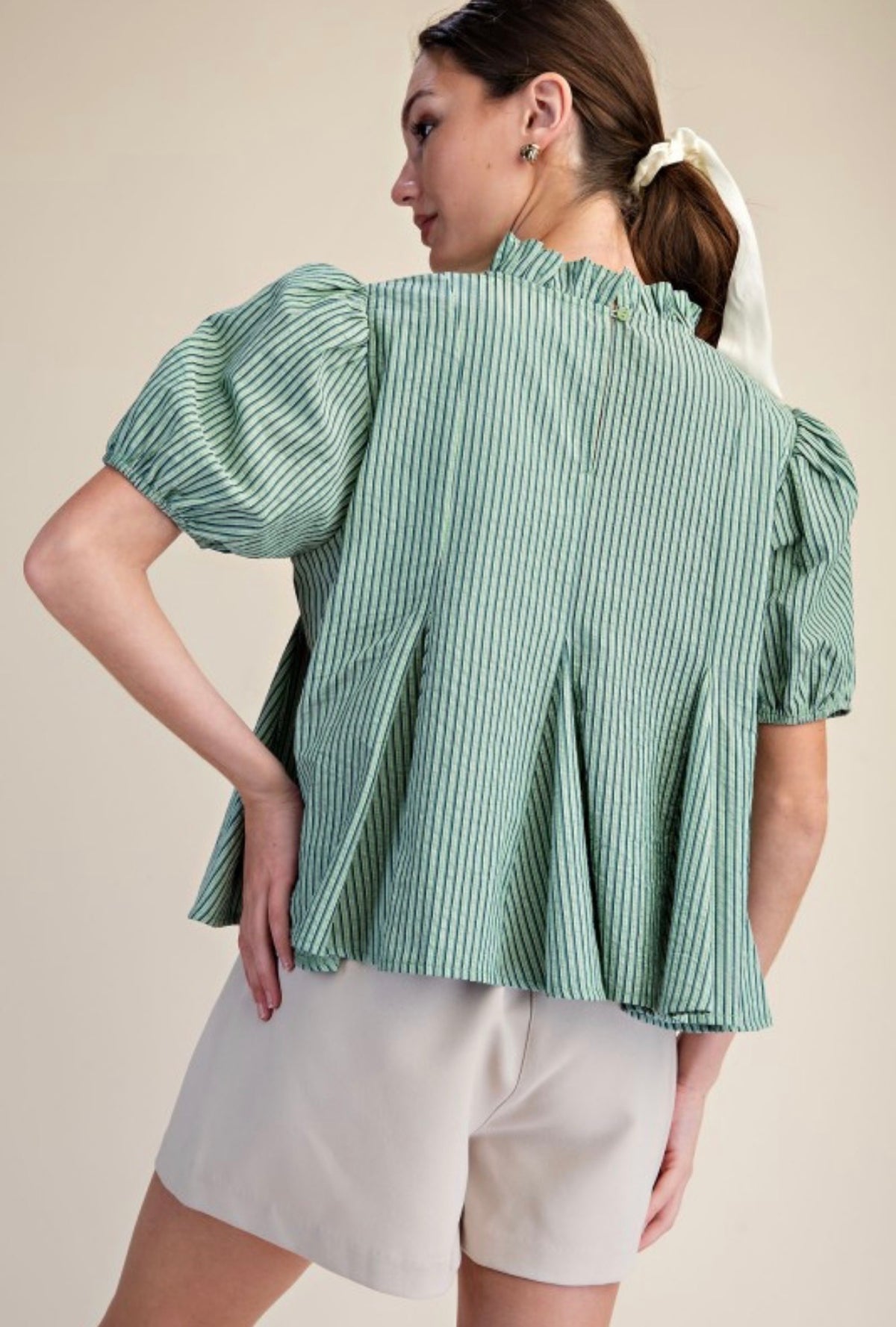 green striped blouse