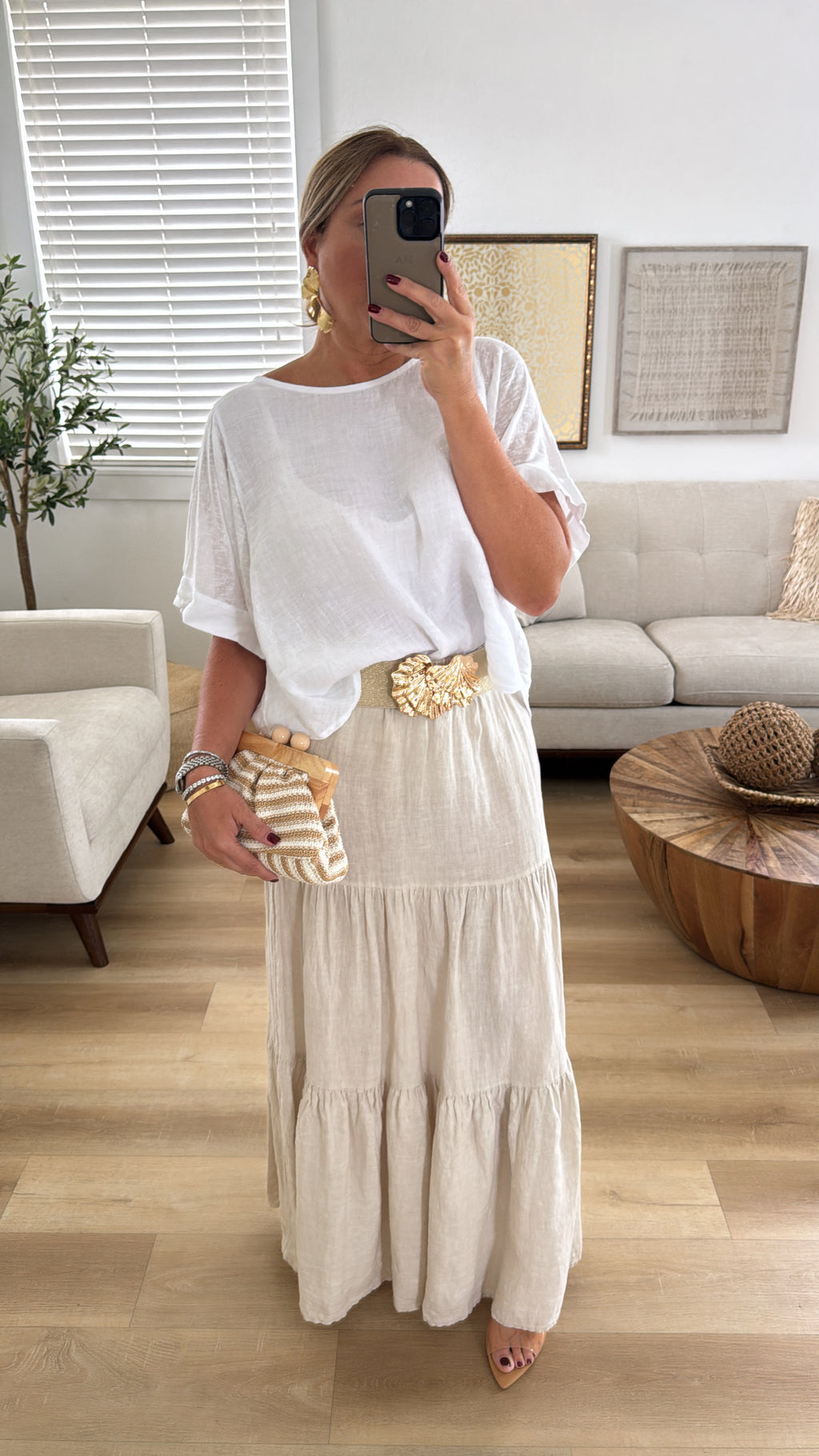 white linen blouse