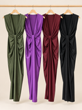 Italian Lycra Knot-Front Maxi Dress