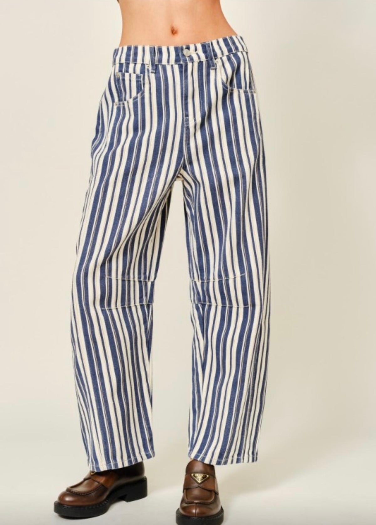 striped barrel pants