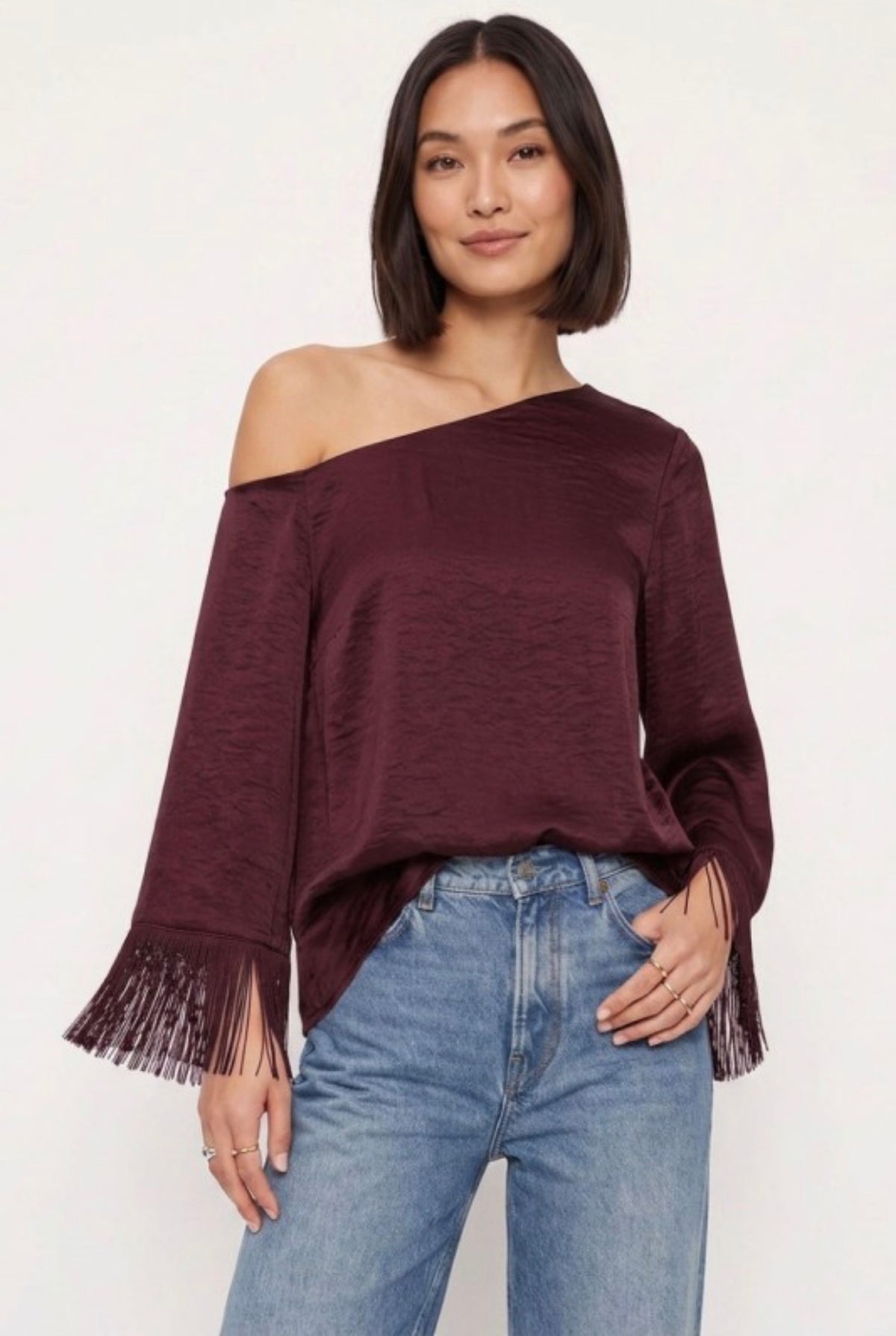 blouse wine/fringe